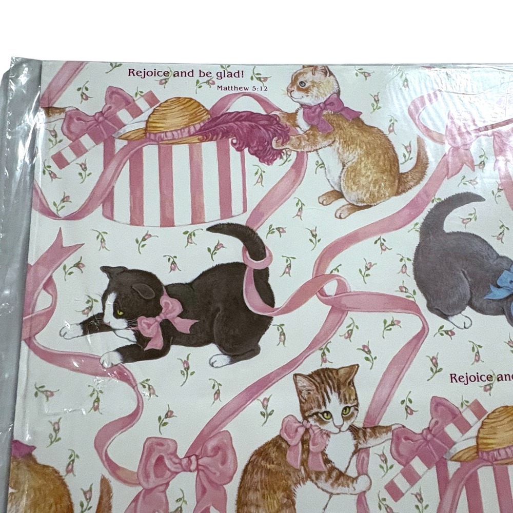 Vintage Creative Papers Gift Wrap 4 Sheets Kittens Ribbons Matthew 512 Religious - Picture 4 of 6